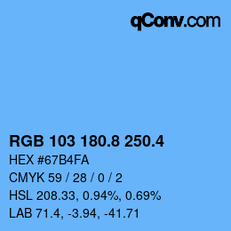 カラーコード: RGB 103 180.8 250.4 | qconv.com