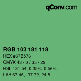 Color code: RGB 103 181 118 | qconv.com