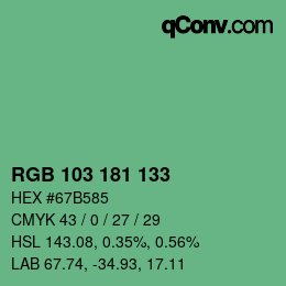 Color code: RGB 103 181 133 | qconv.com