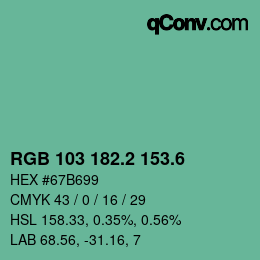 カラーコード: RGB 103 182.2 153.6 | qconv.com