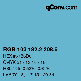 カラーコード: RGB 103 182.2 208.6 | qconv.com