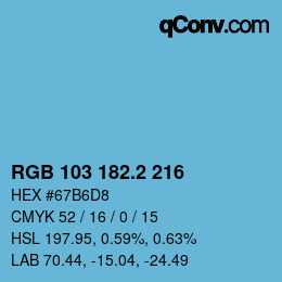 カラーコード: RGB 103 182.2 216 | qconv.com