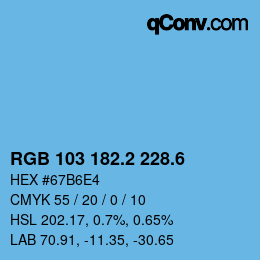 カラーコード: RGB 103 182.2 228.6 | qconv.com