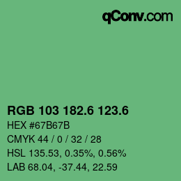 カラーコード: RGB 103 182.6 123.6 | qconv.com