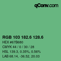 カラーコード: RGB 103 182.6 128.6 | qconv.com