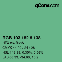 カラーコード: RGB 103 182.6 138 | qconv.com