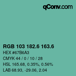 カラーコード: RGB 103 182.6 163.6 | qconv.com