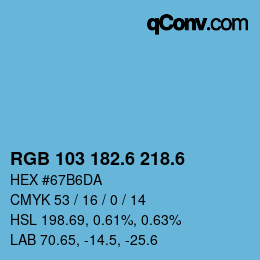 カラーコード: RGB 103 182.6 218.6 | qconv.com