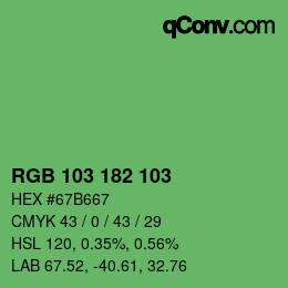 Color code: RGB 103 182 103 | qconv.com