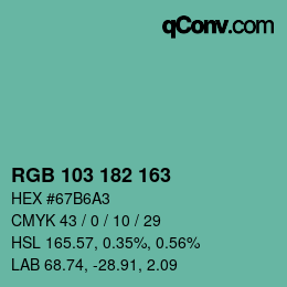 Color code: RGB 103 182 163 | qconv.com