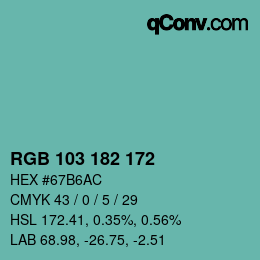 Color code: RGB 103 182 172 | qconv.com