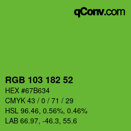 Color code: RGB 103 182 52 | qconv.com