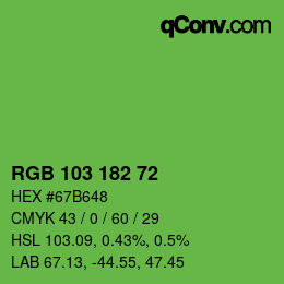 カラーコード: RGB 103 182 72 | qconv.com
