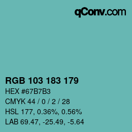 Color code: RGB 103 183 179 | qconv.com