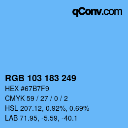 Color code: RGB 103 183 249 | qconv.com
