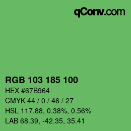 Color code: RGB 103 185 100 | qconv.com