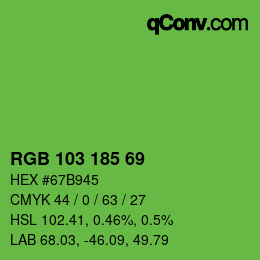 Color code: RGB 103 185 69 | qconv.com