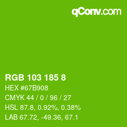 Color code: RGB 103 185 8 | qconv.com