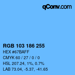 Color code: RGB 103 186 255 | qconv.com