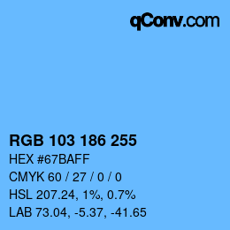 Color code: RGB 103 186 255 | qconv.com