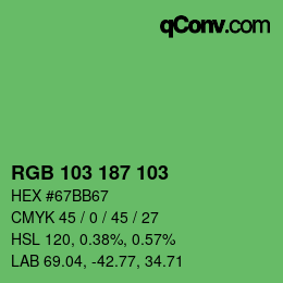 Color code: RGB 103 187 103 | qconv.com