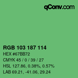 Color code: RGB 103 187 114 | qconv.com