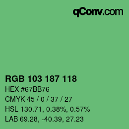 Color code: RGB 103 187 118 | qconv.com