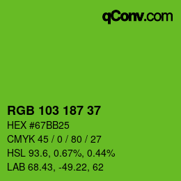 Color code: RGB 103 187 37 | qconv.com