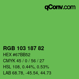 Color code: RGB 103 187 82 | qconv.com