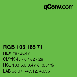 Color code: RGB 103 188 71 | qconv.com
