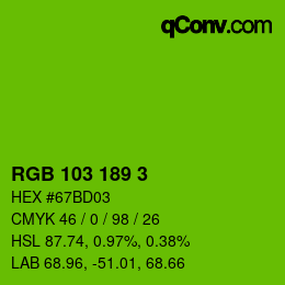 Color code: RGB 103 189 3 | qconv.com