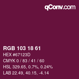 Color code: RGB 103 18 61 | qconv.com