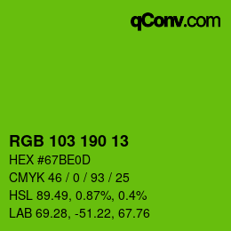Color code: RGB 103 190 13 | qconv.com