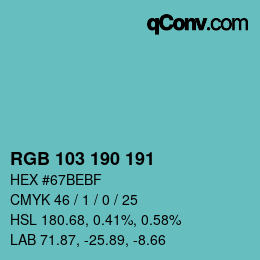 Color code: RGB 103 190 191 | qconv.com