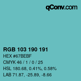 Color code: RGB 103 190 191 | qconv.com