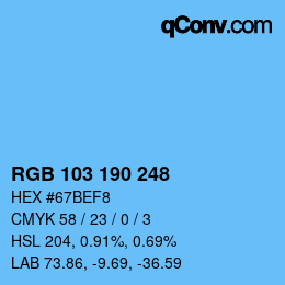Color code: RGB 103 190 248 | qconv.com
