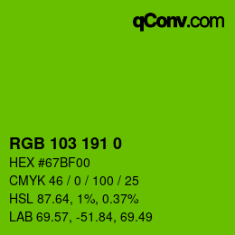 カラーコード: RGB 103 191 0 | qconv.com