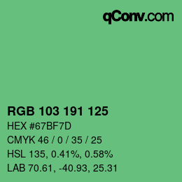 Color code: RGB 103 191 125 | qconv.com