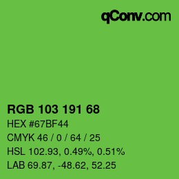 Color code: RGB 103 191 68 | qconv.com