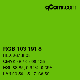 颜色代码: RGB 103 191 8 | qconv.com
