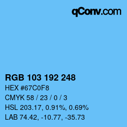 カラーコード: RGB 103 192 248 | qconv.com