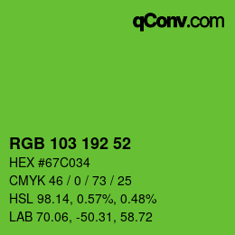 Color code: RGB 103 192 52 | qconv.com
