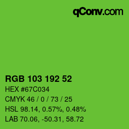 Color code: RGB 103 192 52 | qconv.com