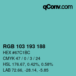 Color code: RGB 103 193 188 | qconv.com