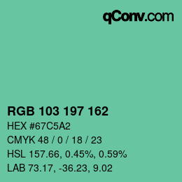 Color code: RGB 103 197 162 | qconv.com