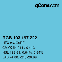 Color code: RGB 103 197 222 | qconv.com