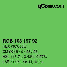 カラーコード: RGB 103 197 92 | qconv.com