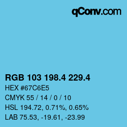 カラーコード: RGB 103 198.4 229.4 | qconv.com