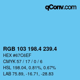 カラーコード: RGB 103 198.4 239.4 | qconv.com