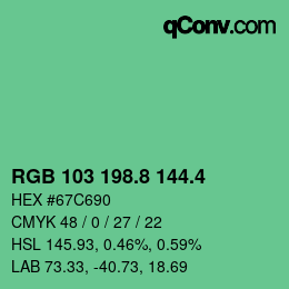カラーコード: RGB 103 198.8 144.4 | qconv.com